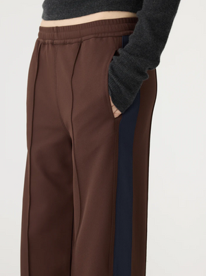 Bassike Twill Stripe Detail Pant - Carob/Ink