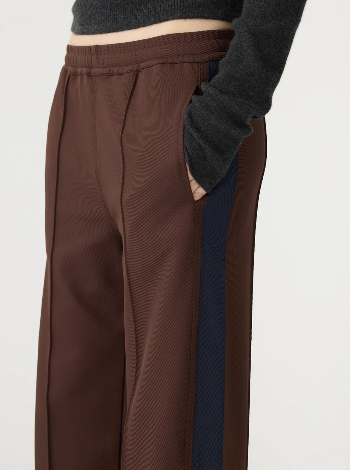 Bassike Twill Stripe Detail Pant - Carob/Ink