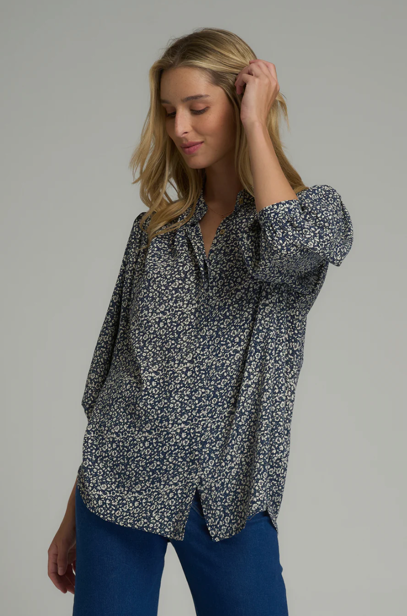 Lilya Newport Top - Hampstead Floral Navy/Ivory