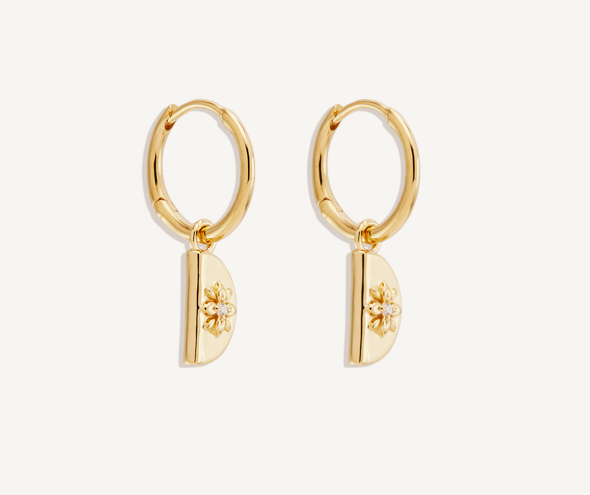 By Charlotte 18k Gold Vermeil Lotus Hoops