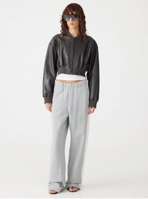 Bassike Fleece Stripe Detail Trackpant - Grey Marle