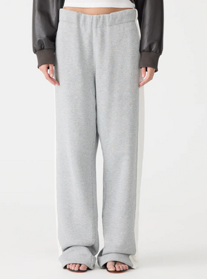 Bassike Fleece Stripe Detail Trackpant - Grey Marle