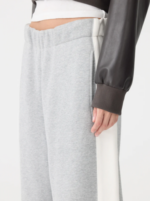 Bassike Fleece Stripe Detail Trackpant - Grey Marle