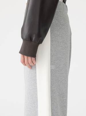 Bassike Fleece Stripe Detail Trackpant - Grey Marle