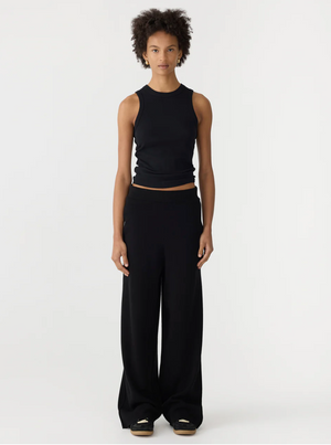 Bassike Wide Leg Athletic Cotton Pant - Black
