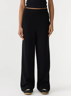 Bassike Wide Leg Athletic Cotton Pant - Black