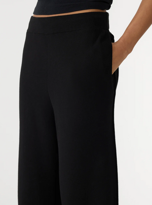 Bassike Wide Leg Athletic Cotton Pant - Black