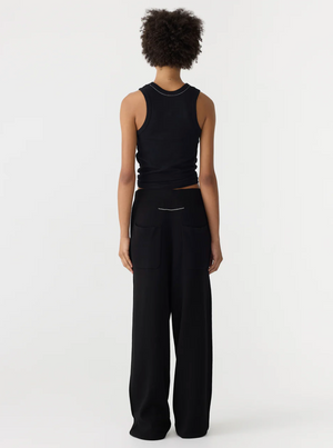 Bassike Wide Leg Athletic Cotton Pant - Black