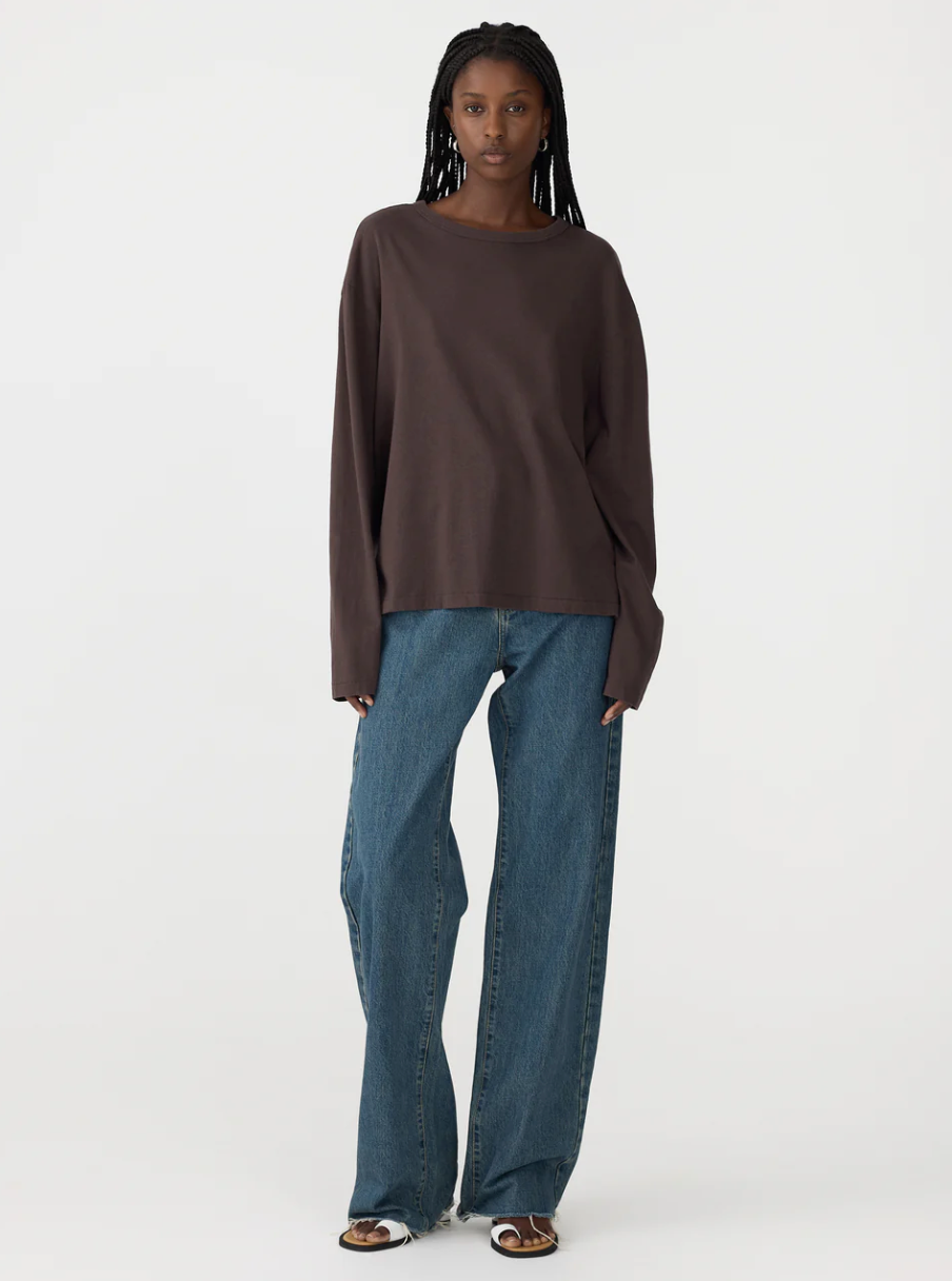 Bassike Boyfriend Heritage L/S T.Shirt - Dark Plum