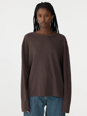 Bassike Boyfriend Heritage L/S T.Shirt - Dark Plum