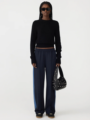 Bassike Twill Stripe Detail Pant - Ink/Marine Blue