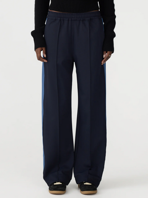 Bassike Twill Stripe Detail Pant - Ink/Marine Blue