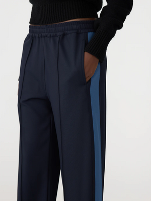 Bassike Twill Stripe Detail Pant - Ink/Marine Blue