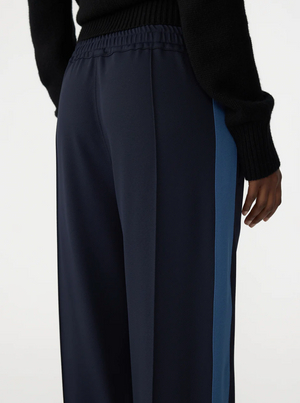 Bassike Twill Stripe Detail Pant - Ink/Marine Blue