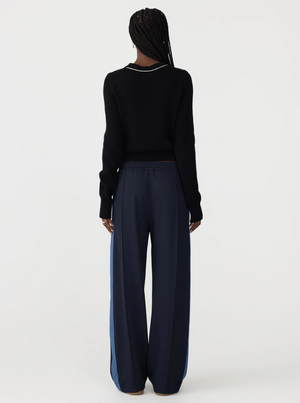 Bassike Twill Stripe Detail Pant - Ink/Marine Blue