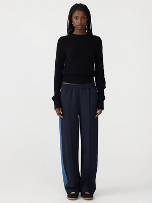 Bassike Twill Stripe Detail Pant - Ink/Marine Blue