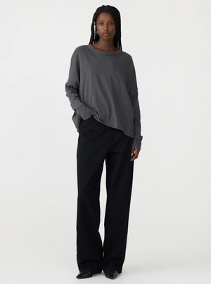 Bassike Circle L/S T.Shirt - Charcoal Marl