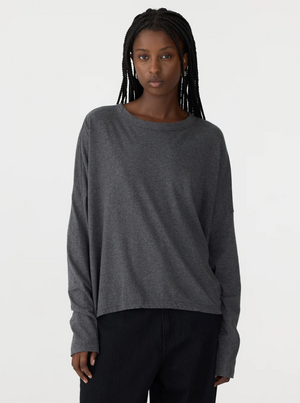Bassike Circle L/S T.Shirt - Charcoal Marl