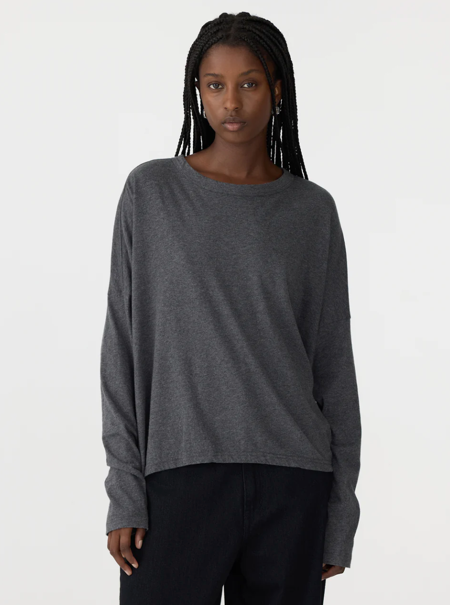 Bassike Circle L/S T.Shirt - Charcoal Marl