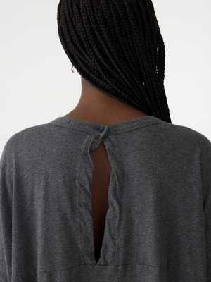Bassike Circle L/S T.Shirt - Charcoal Marl