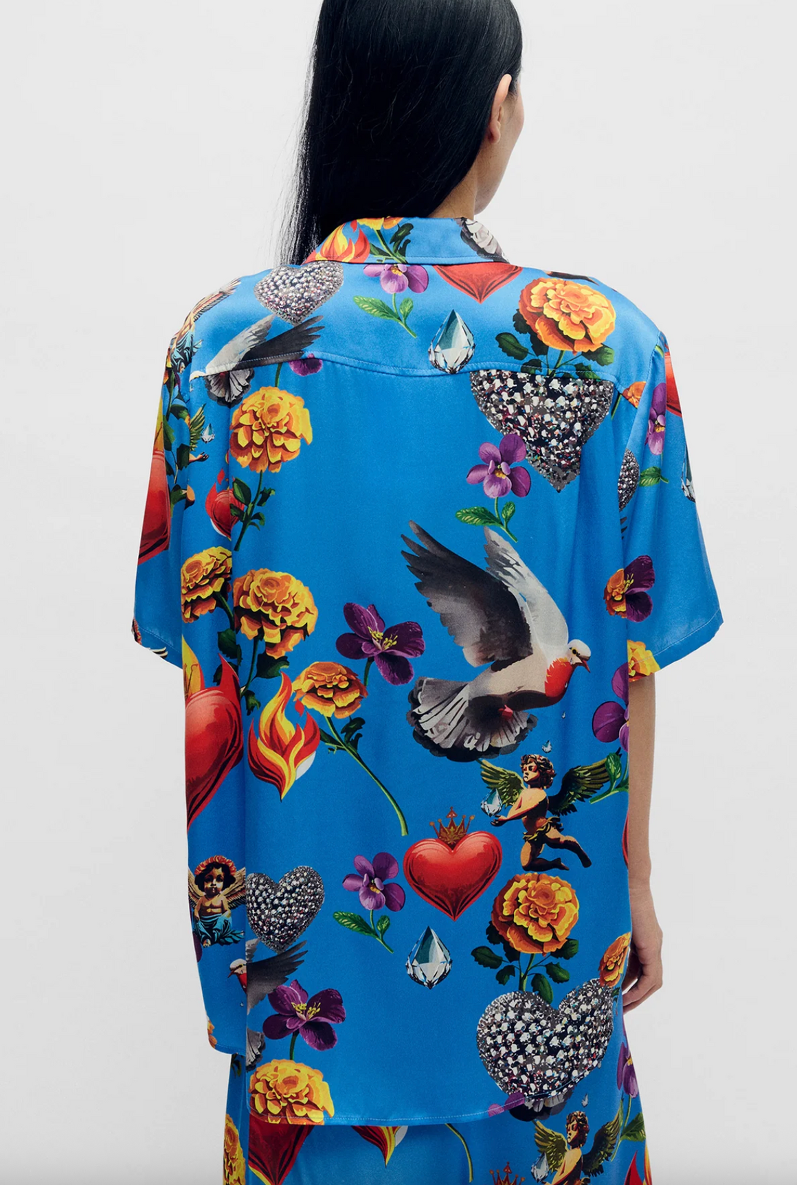 Silk Laundry Short Sleeve Boyfriend Shirt - Dearly Beloved Mirage