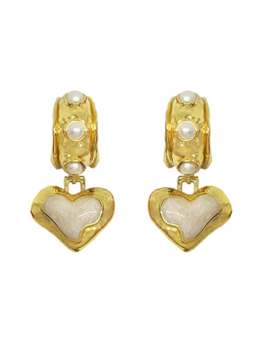 Mountain & Moon Elena Earrings - Gold Pearl
