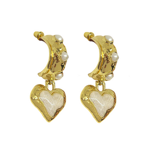 Mountain & Moon Elena Earrings - Gold Pearl