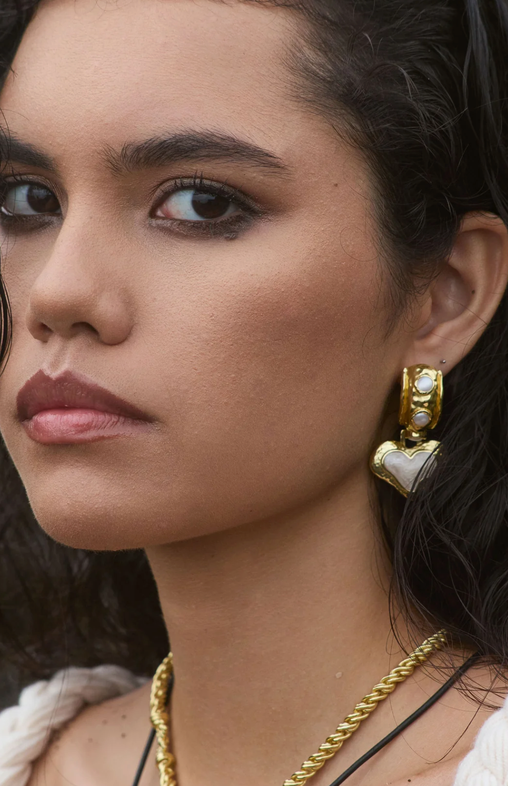 Mountain & Moon Elena Earrings - Gold Pearl