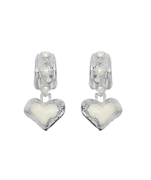 Mountain & Moon Elena Earrings - Silver Pearl