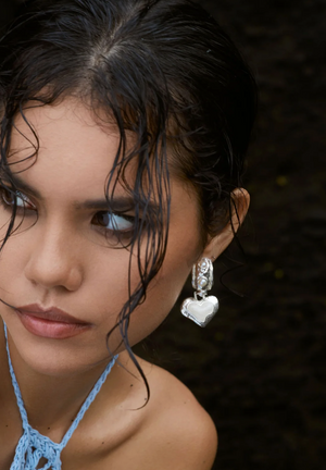 Mountain & Moon Elena Earrings - Silver Pearl