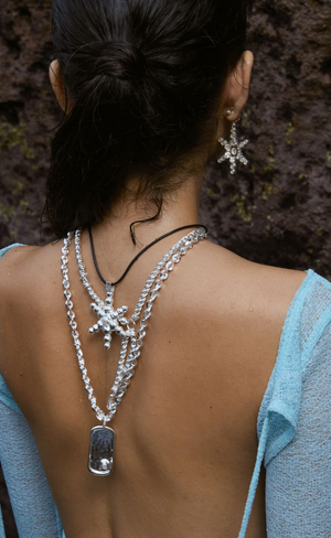Mountain & Moon Atlas Necklace - Silver Pearl