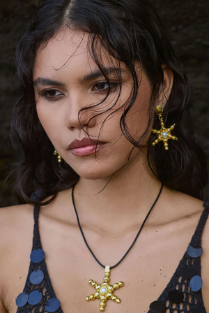 Mountain & Moon Atlas Necklace Gold Pearl