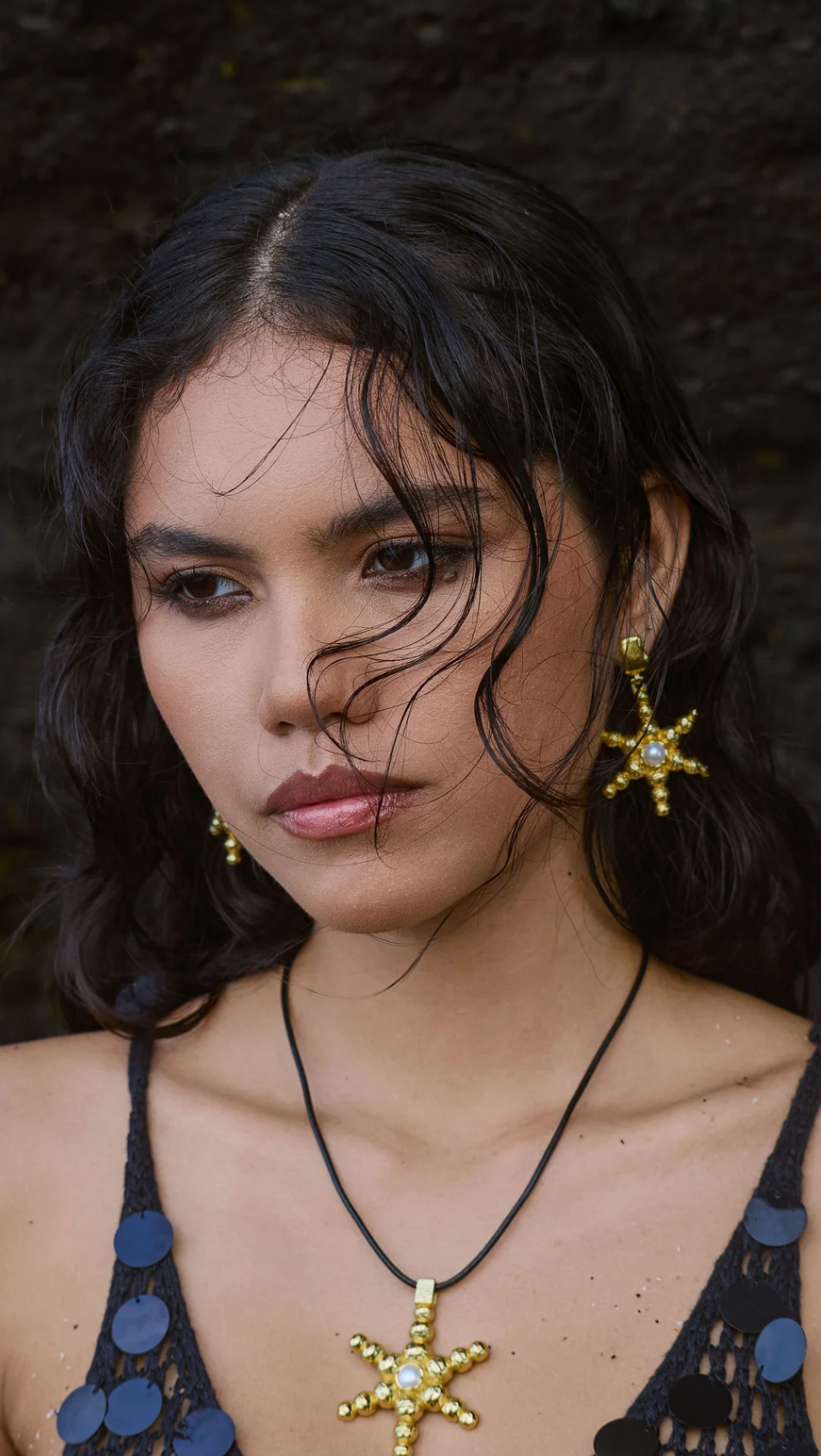 Mountain & Moon Thea Earrings - Gold Pearl