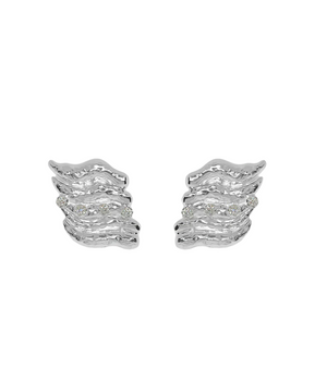 Mountain & Moon Demi Earrings - Silver White CZ