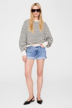 Anine Bing Dean Sweatshirt - Black Stripe French Terry