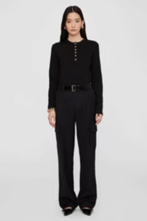 Anine Bing Alessia Long Sleeve Tee - Black