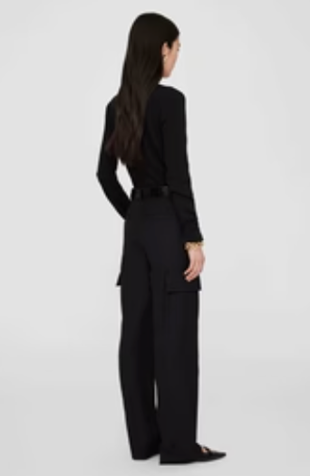 Anine Bing Alessia Long Sleeve Tee - Black
