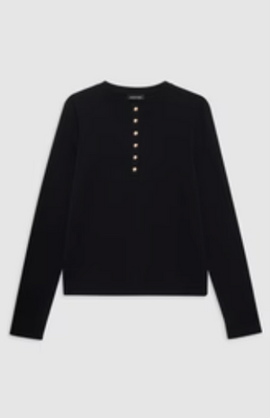 Anine Bing Alessia Long Sleeve Tee - Black