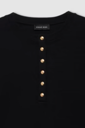 Anine Bing Alessia Long Sleeve Tee - Black