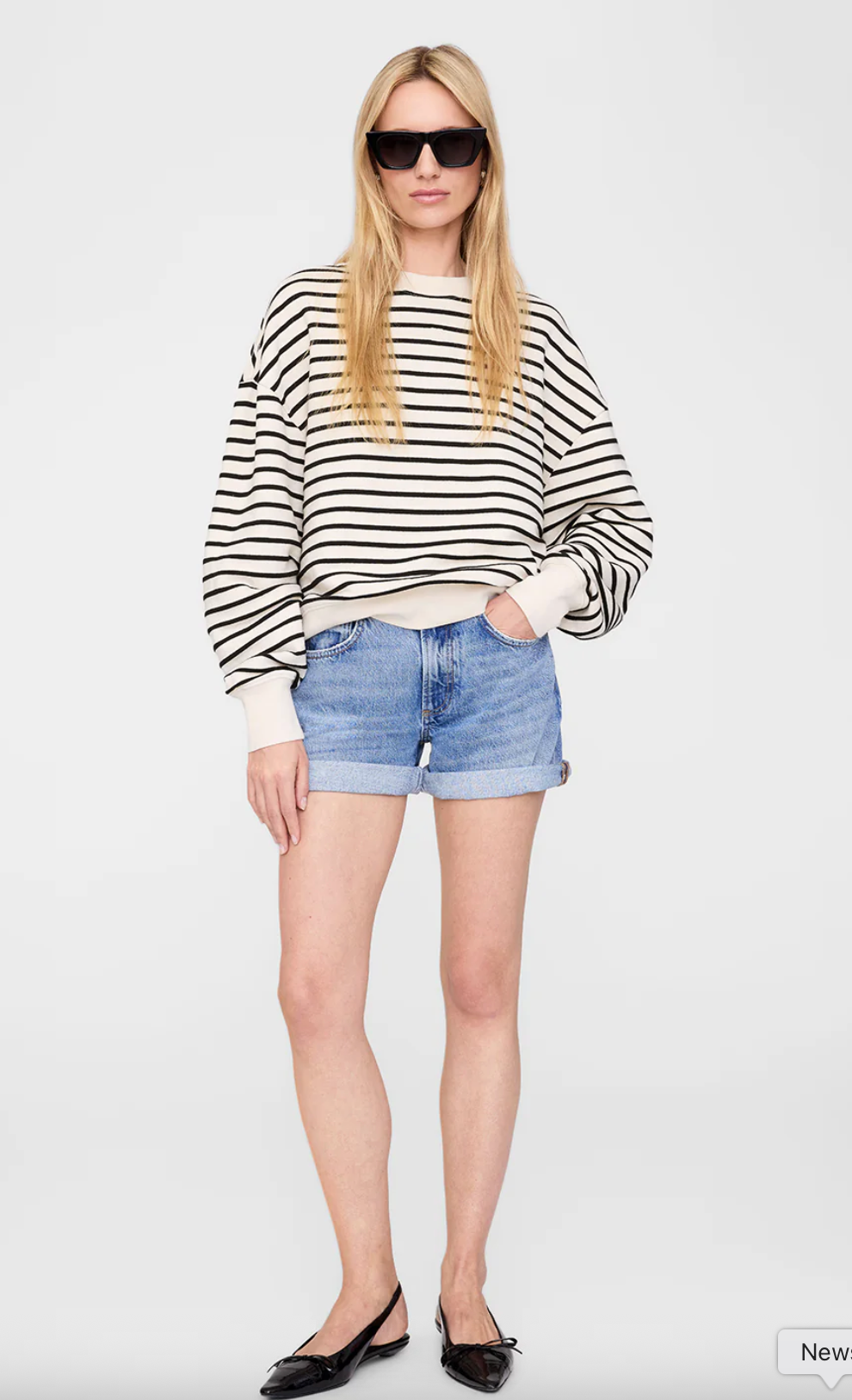 Anine Bing Dean Sweatshirt - Black Stripe French Terry