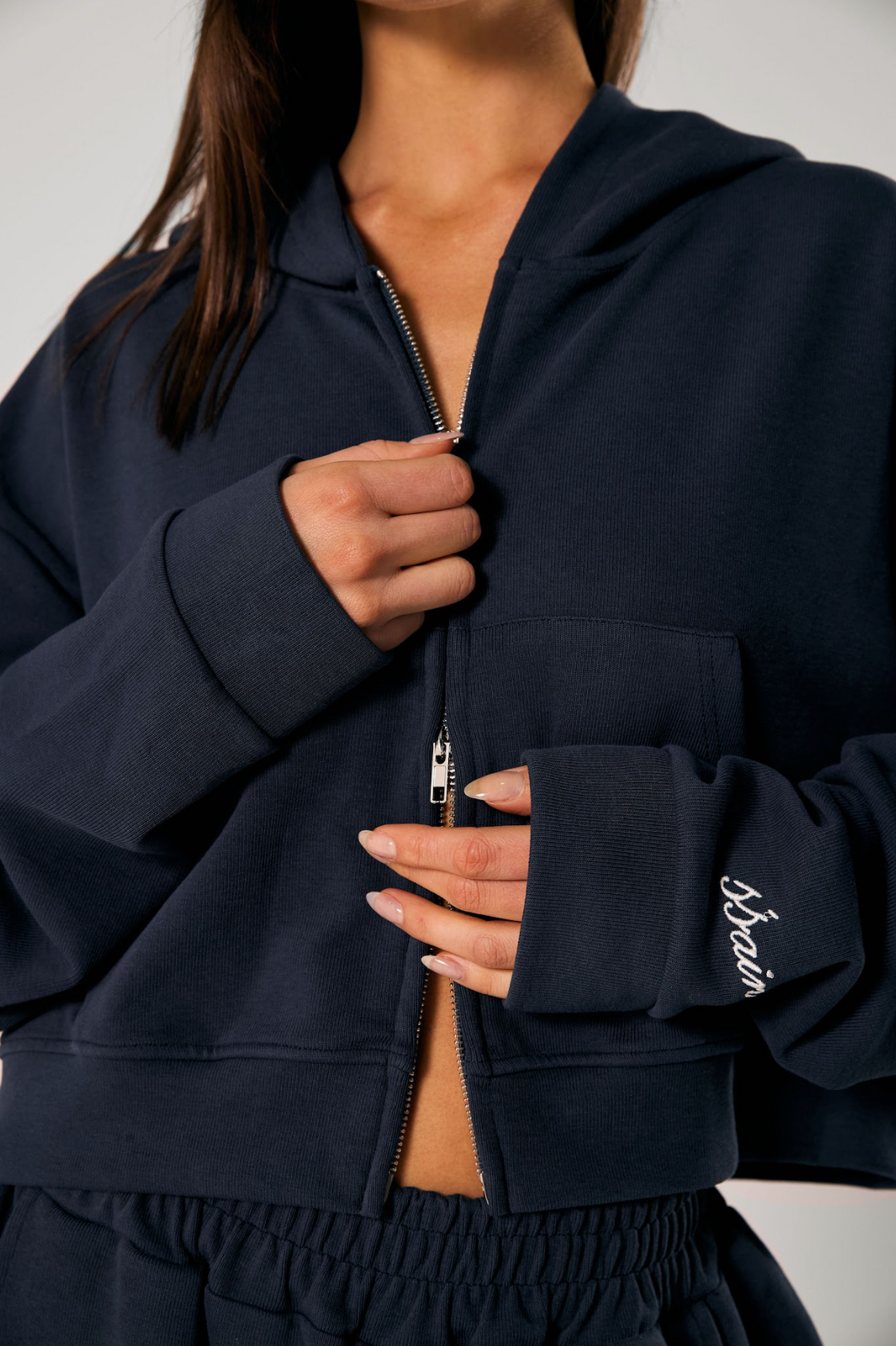 Ssaint Cropped Hoodie - Navy