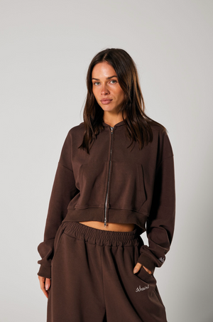 Ssaint Cropped Hoodie - Brown