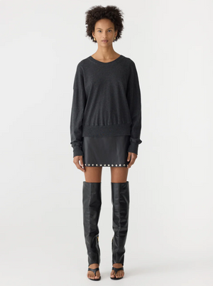 Bassike Midweight Jersey Classic Sweat - Charcoal Marl