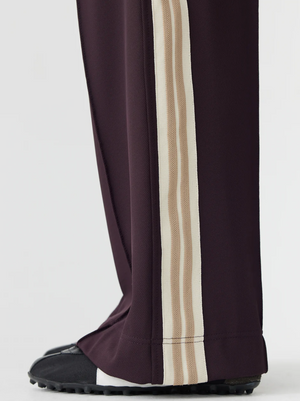 Bassike Wide Leg Athletic Tape Pant - Dark Plum