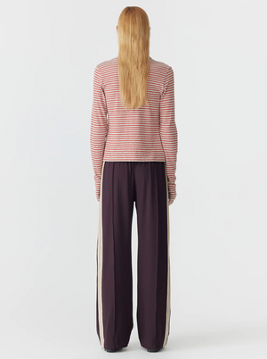 Bassike Wide Leg Athletic Tape Pant - Dark Plum