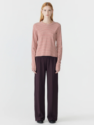Bassike Wide Leg Athletic Tape Pant - Dark Plum