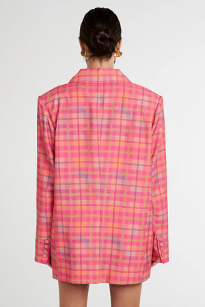 Summi Summi Oversized Blazer - Neon Plaid