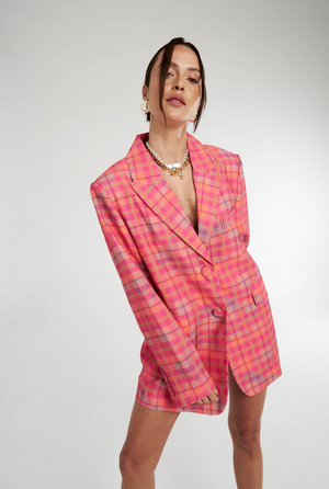 Summi Summi Oversized Blazer - Neon Plaid