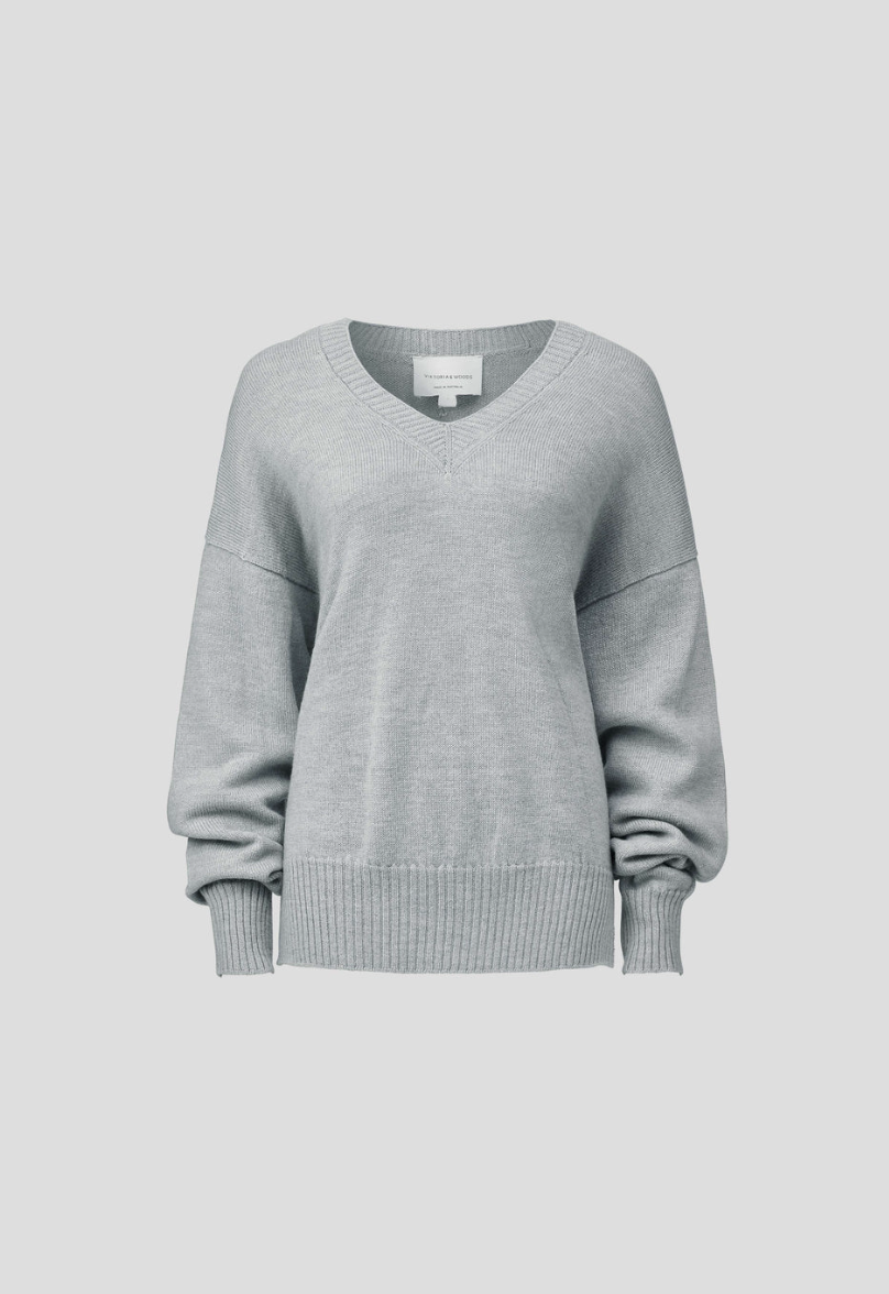 Viktoria & Woods Birmingham V Knit - Light Grey Marle