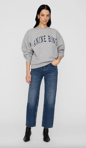 Anine Bing Spencer sweatshirt - Medium Heather Grey with Navy